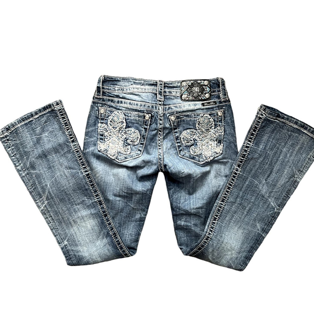 Miss Me colorful fleur de lis bootcut jean 26